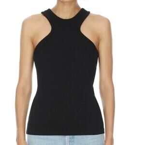 Agolde Black Ribbed Bea Cutaway Tank Top High Neck Sleeveless Shirt Small